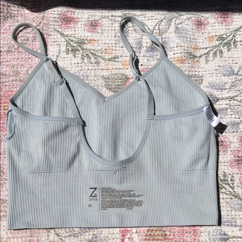 Light blue Ribbed sports bra - Picture 4 of 7